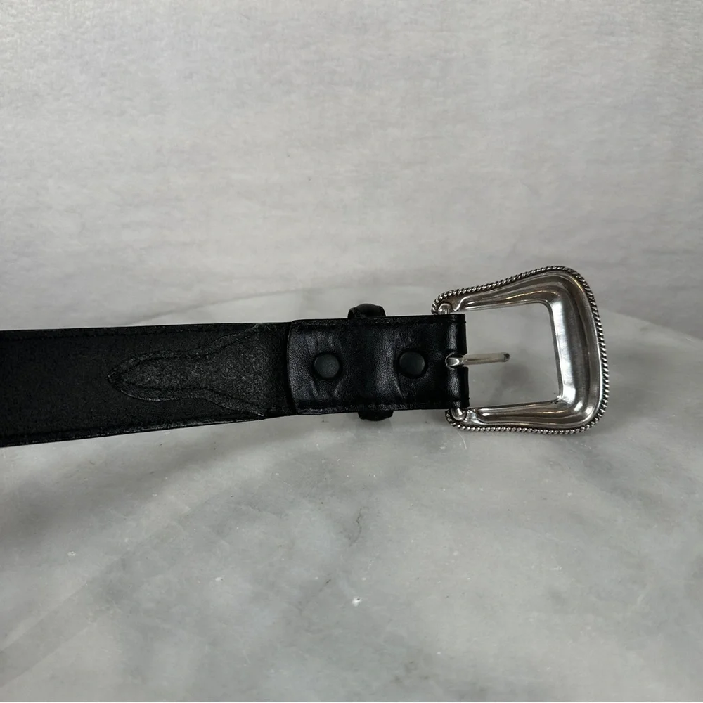 Nocona‎ plain Black Leather Belt with Silver Buckle western cowboy